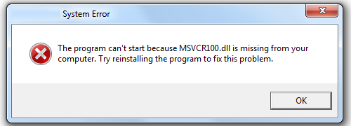 msvcr100.dll not found