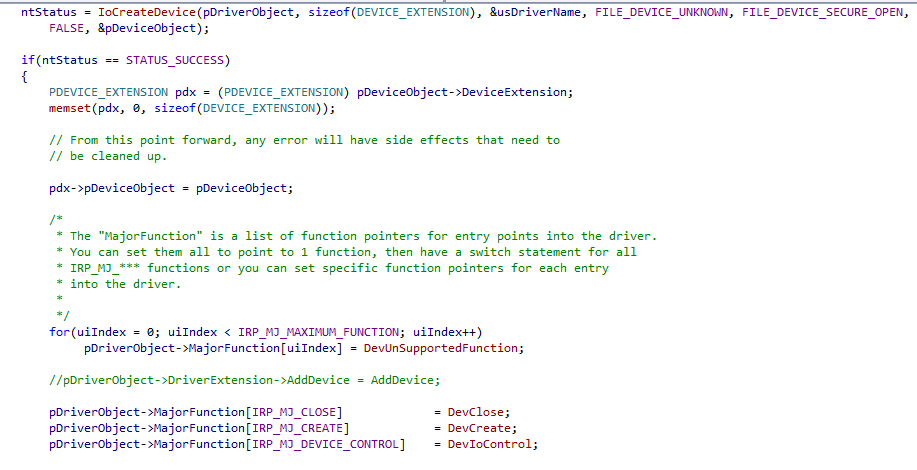 Windows kernel Mode Driver Code