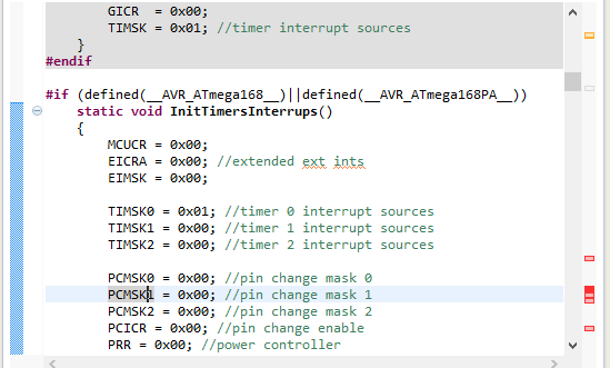 Atmel ATmega firmware code sample